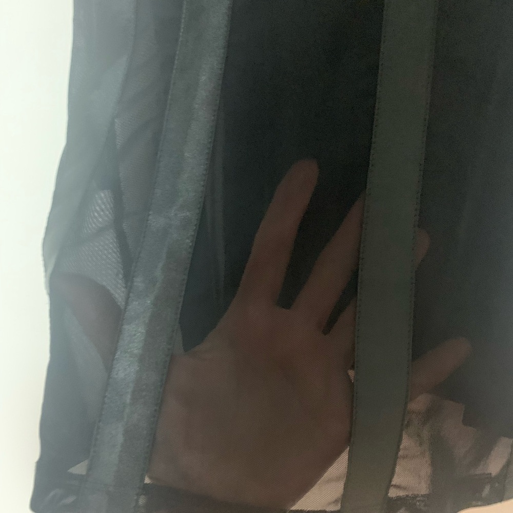 Bebe Mesh Satin Corset Top Black Medium - Picture 10 of 16